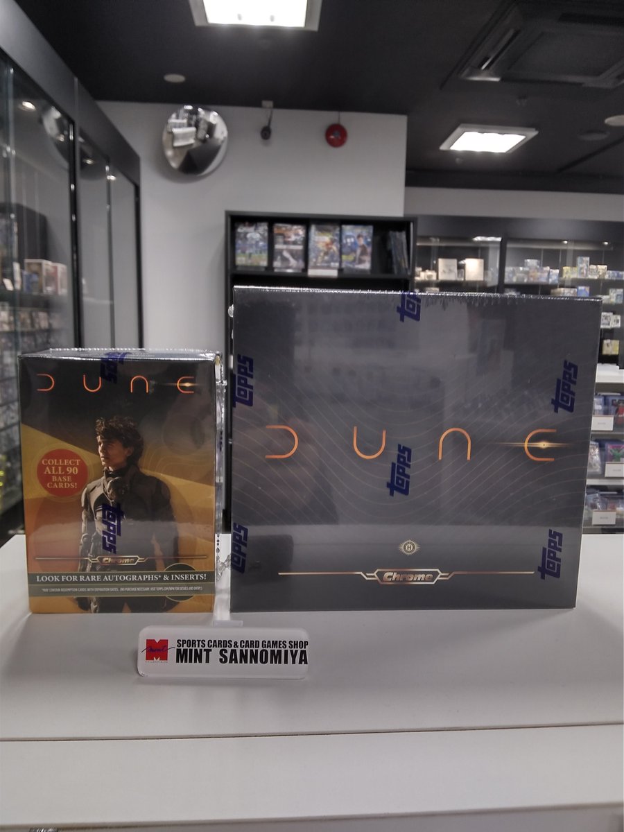 【新商品入荷情報】 
2024 TOPPS DUNE CHROME HOBBY 
2024 TOPPS DUNE CHROME VALUE BOX
入荷いたしました！

トップス社より、アカデミー賞6部門を受賞した名作の一流役者の直筆サインと最新カードの技術いっぱいで「デューン」の初クロームカードセットが登場！