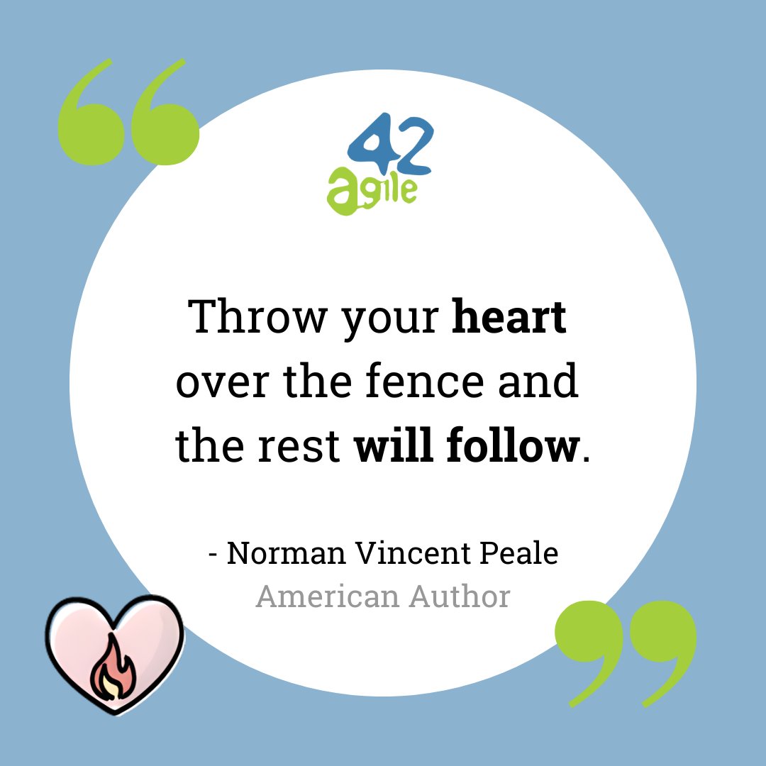 agile42's tweet image. When one team member brings their heart to the table, it inspires others to do the same. ❤️‍🔥

Passion turns tasks into missions, obstacles into challenges, &amp;amp; setbacks into opportunities. It’s the shared enthusiasm that keeps teams motivated &amp;amp; committed to a common goal.