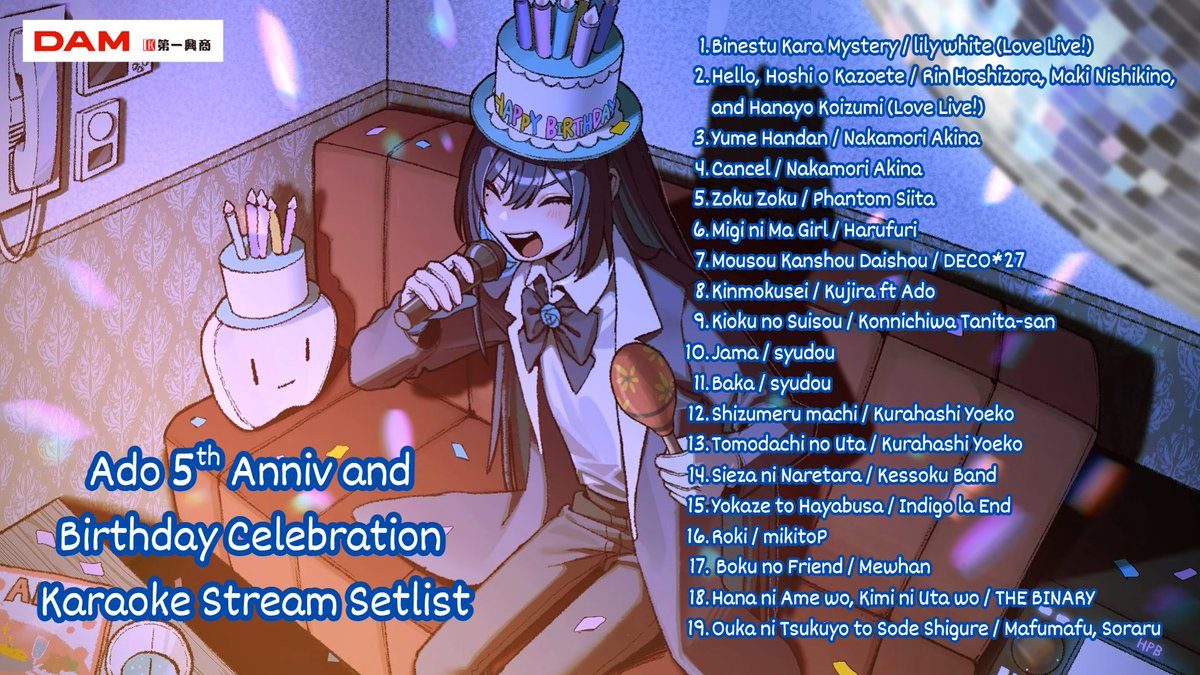 Here's the full setlist of what Ado sang on her Karaoke stream 🎤
Did you miss it? The VOD is up on Ado's YouTube channel!
youtube.com/watch?v=UjxKVY…