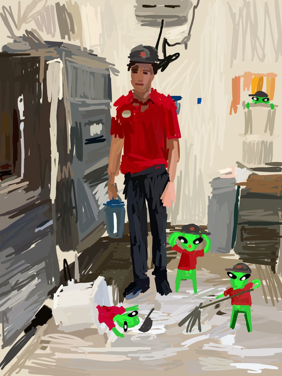 Little Green Aliens gets a minimum wage job at Chick-fil-a, messes up on their first day