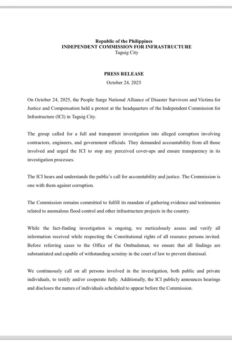 nimfaravelo's tweet image. ICI sa rally sa tanggapan nito kaninang umaga:
The ICI hears and understands the public's call for accountability and justice. The Commission is one with them against corruption.
@dzbb