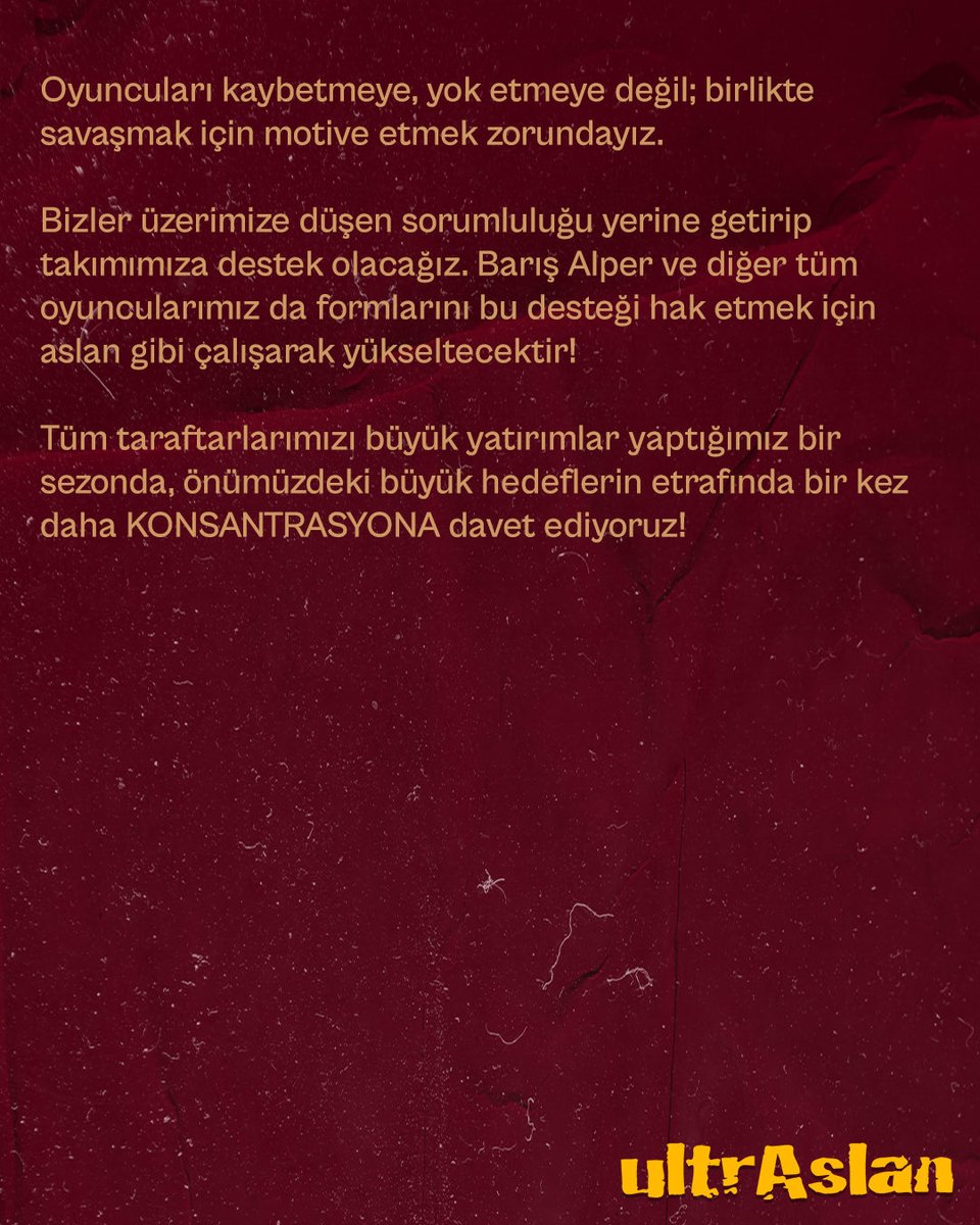 Değerli Galatasaraylılar,

Şampiyonlar Ligi'nde güzel bir oyun ve yine gıpta edilecek bir tribün performansıyla kendi evimizde 2. Galibiyetimizi kazandık. İnanıyoruz ki bu pozitif ortamla birlikte omuz omuza daha nice maçlar kazanacağız!

Ancak Çarşamba günü maç esnasında 3 - 0