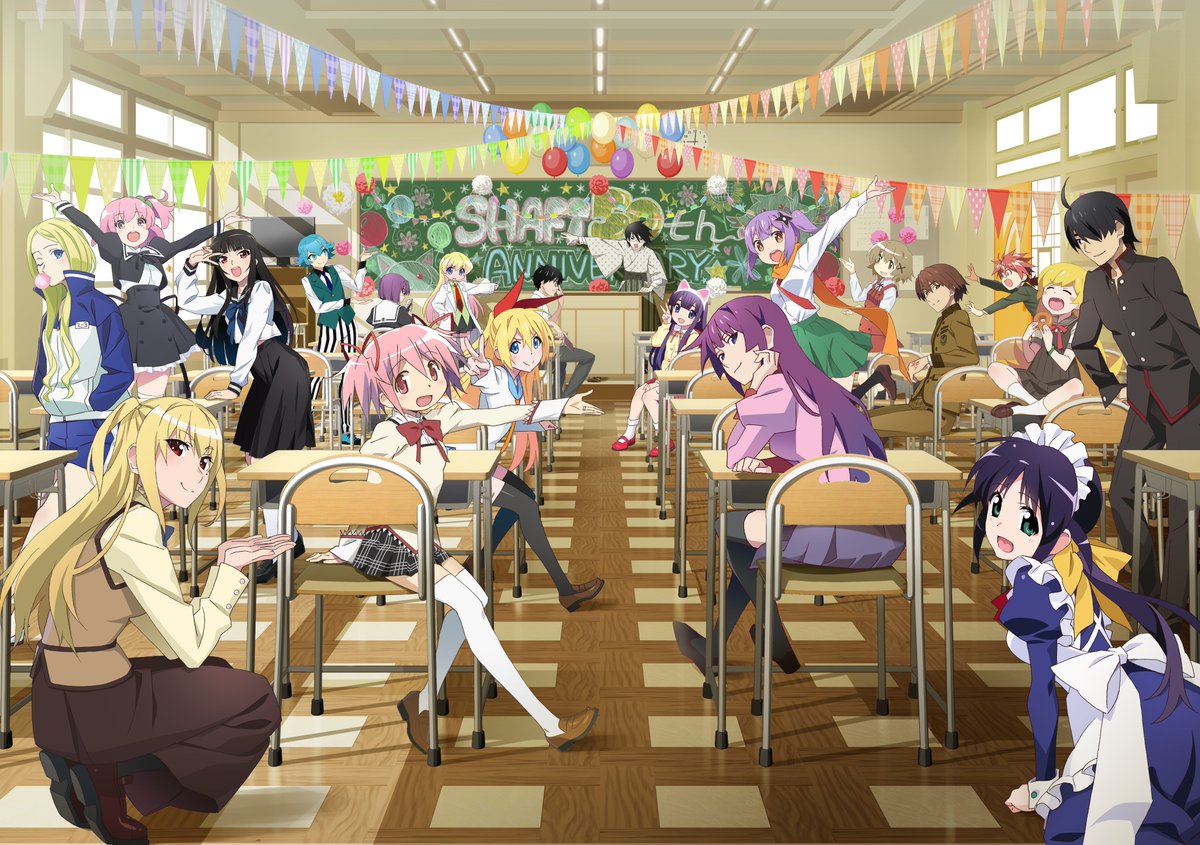 shaft_50th_ex's tweet image. //
📢「#シャフト50周年展」
イベントキービジュアル第3弾公開🎨
\\
「〈物語〉シリーズ」#物語シリーズ のキャラクターデザインなどを手掛ける渡辺明夫による描き下ろしビジュアル第3弾!!
20人のキャラクター達が教室に勢ぞろい🏫
これでイベントキービジュアルは完成となります!!…