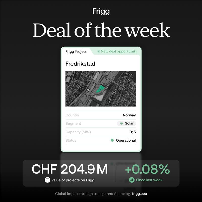 FriggEco's tweet image. ☀️ Deal of the Week: Norwegian Solar

This small rooftop solar project in Norway is fully operational, delivering clean electricity directly where it is consumed. Decentralized systems like this play an important role in strengthening local resilience and advancing the renewable…