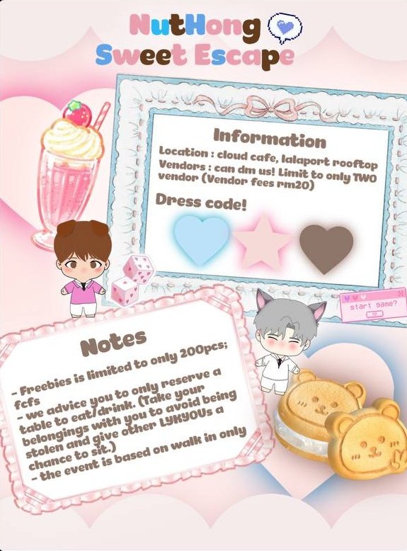 ⏤͟͟͞͞  𝐿𝑌𝐾𝑁 𝑁𝑢𝑡𝐻𝑜𝑛𝑔 𝐶𝑢𝑝𝑠𝑙𝑒𝑒𝑣𝑒 𝐸𝑣𝑒𝑛𝑡 𝐼𝑛 𝐾𝐿 ᥫ᭡
~𝑁𝑢𝑡𝐻𝑜𝑛𝑔 𝑆𝑤𝑒𝑒𝑡 𝐸𝑠𝑐𝑎𝑝𝑒~

⏰ 12𝑝𝑚-5𝑝𝑚
🗓 22/11/2025
📍𝑐𝑙𝑜𝑢𝑑 𝑐𝑎𝑓𝑒, 𝑙𝑎𝑙𝑎𝑝𝑜𝑟𝑡

Designs will be out soon! 

#NutHongSweetEscapeInKl 
#nnutdan #hongshihoshi
<a href="/cupsleeveMY/">🥤Cupsleeve Malaysia</a>
