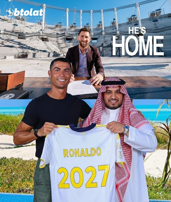حكاية أعظم من أنجبتهم الساحرة المستديرة لسه مكملة في الملاعب. كريستيانو رونالدو مع النصر 2 0 2 7. ليونيل ميسي مع إنتر ميامي 2 0 2 8 