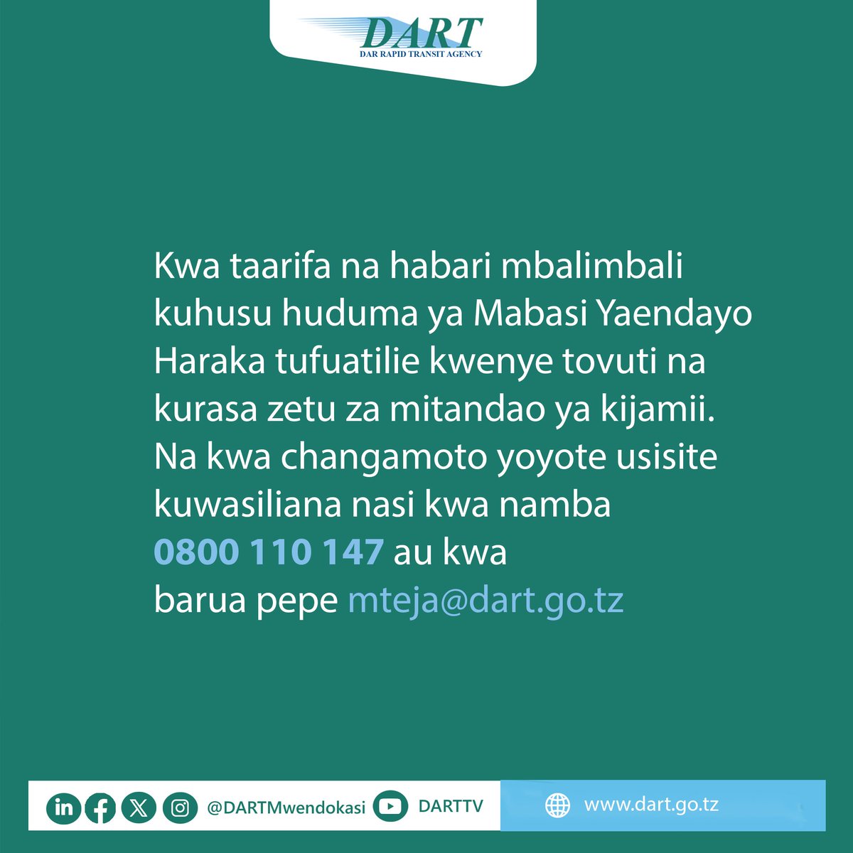 #DARTMwendokasi #MwendokasiApp #Tanzania #TowardsSmartCities #TwendePamoja