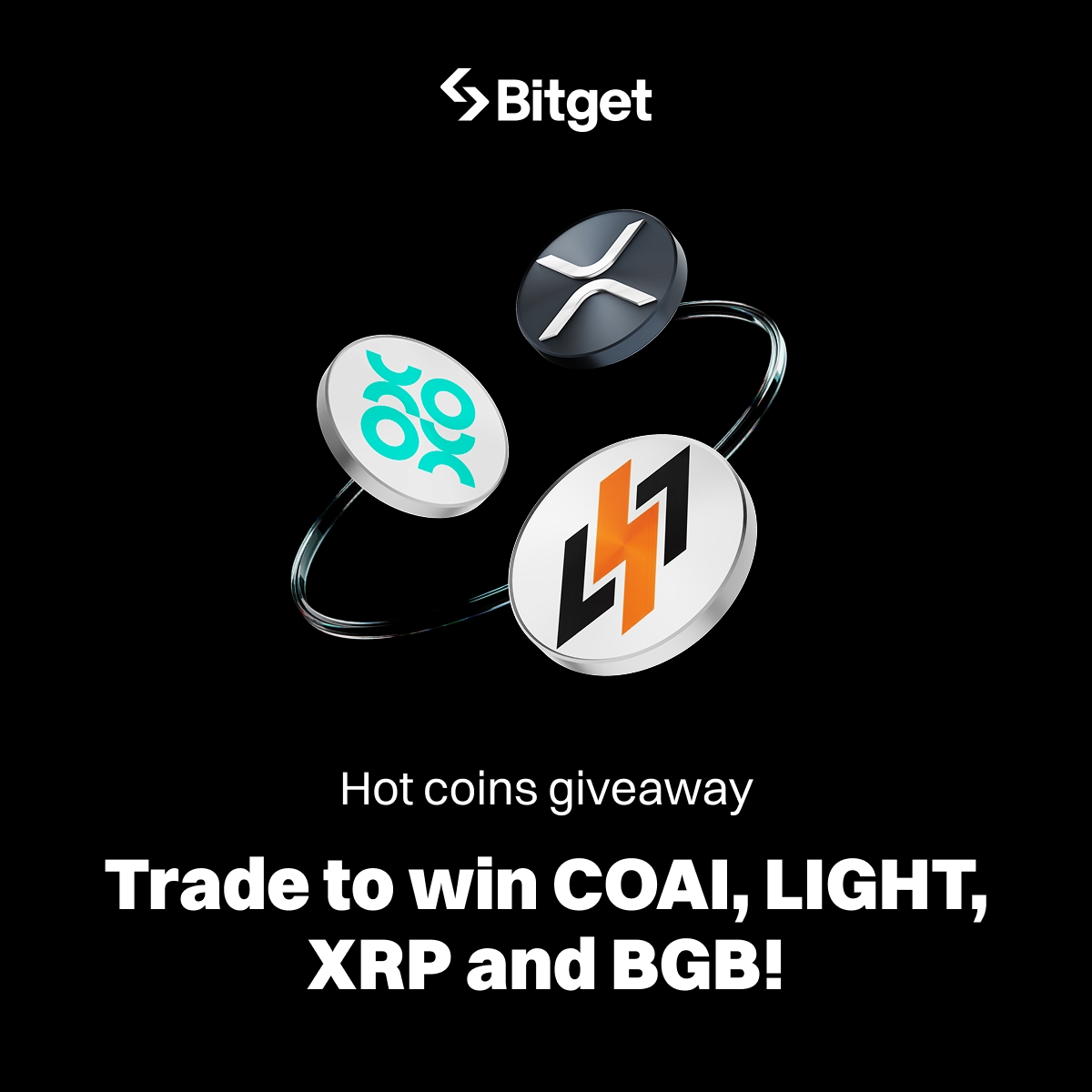 BitgetMY's tweet image. Hot coins giveaway: Trade to win COAI, LIGHT, XRP &amp;amp; BGB! 🔥

To participate and more details👇
partner.bitgetapp.com/bg/0QCQ58

📅 Promotion period: 24 October – 2 November 2025, 23:59 MYT