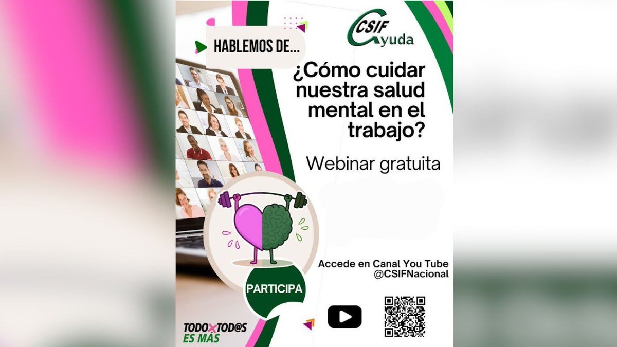 CSIF Cantabria (@csifcantabria) on Twitter photo 💚Tu bienestar también importa en el trabajo💚
Aprende cómo cuidar tu salud mental laboral.
Conoce tus derechos, técnicas y estrategias y aprovecha recursos útiles.
(Re)visiona nuestra webinar gratuita aquí 👇
youtube.com/live/56oKB8qCP…
<a href="/CSIFnacional/">CSIF Nacional</a> <a href="/CSIF_PRL/">CSIF PRL Nacional</a> 💚Tu bienestar también importa en el trabajo💚
Aprende cómo cuidar tu salud mental laboral.
Conoce tus derechos, técnicas y estrategias y aprovecha recursos útiles.
(Re)visiona nuestra webinar gratuita aquí 👇
youtube.com/live/56oKB8qCP…
<a href="/CSIFnacional/">CSIF Nacional</a> <a href="/CSIF_PRL/">CSIF PRL Nacional</a>
