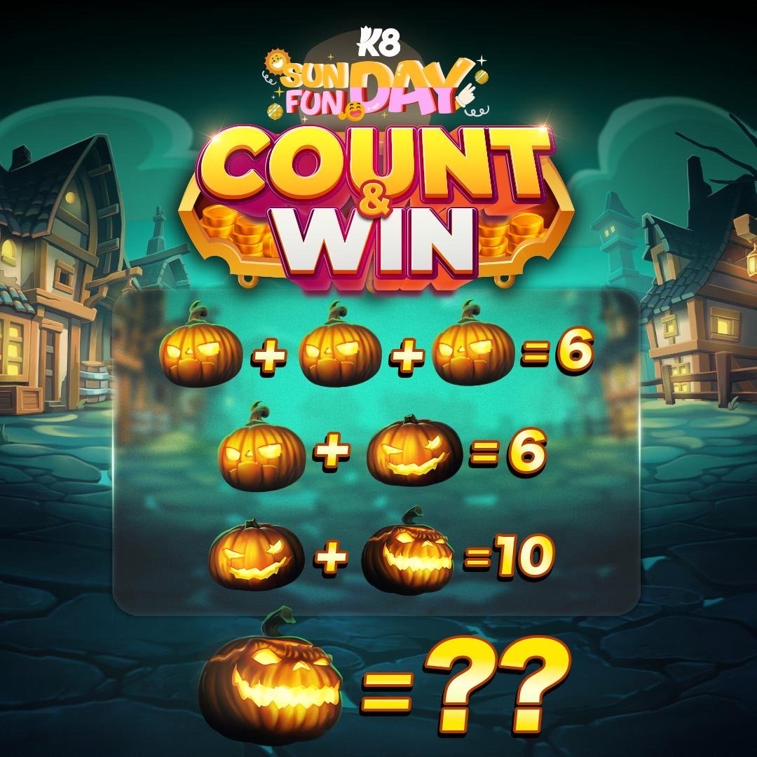 #SundayFundayAtK8! 🎉
National Pumpkin Day Special! 🎃

It’s time to crunch the numbers
👀 Can you solve the pumpkin equation?

Comment your answer + K8 ID!💰
Don’t ghost this challenge – it’s a real treat! 👻
📌 To know more, visit; k8airdrop.com/promo/sunday-f…