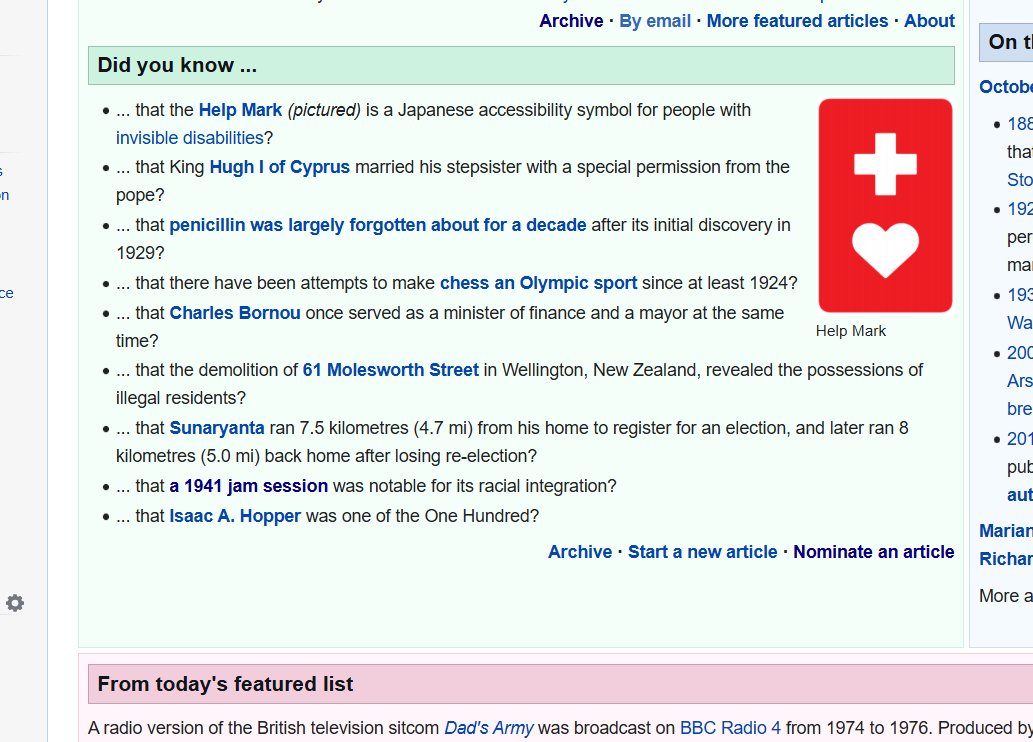 leethemoonraker's tweet image. Some work of mine back on Wikipedia's main page today