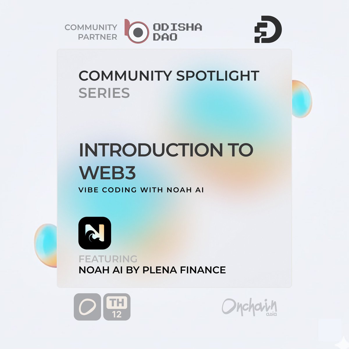 OnchAIn Asia Hub (@onchain_asia) on Twitter photo Ever thought building a Web3 app was too complex? Think again   Join Vibe Coding with
<a href="/TryNoahAI/">NoahAI</a>
— a beginner-friendly workshop by
<a href="/PlenaFinance/">Plena</a>
, led by
<a href="/Chiragagrwal7/">Chirag Agrawal</a>
RSVP 👉 luma.com/qcietju9 Ever thought building a Web3 app was too complex? Think again   Join Vibe Coding with
<a href="/TryNoahAI/">NoahAI</a>
— a beginner-friendly workshop by
<a href="/PlenaFinance/">Plena</a>
, led by
<a href="/Chiragagrwal7/">Chirag Agrawal</a>
RSVP 👉 luma.com/qcietju9