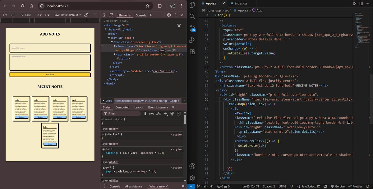Shrishtii6_'s tweet image. Day 6 of #WebDevelopment ✅
- built a notes app with React today.
- also practiced Tailwind along with it.
#CodingJourney #100DaysOfCode