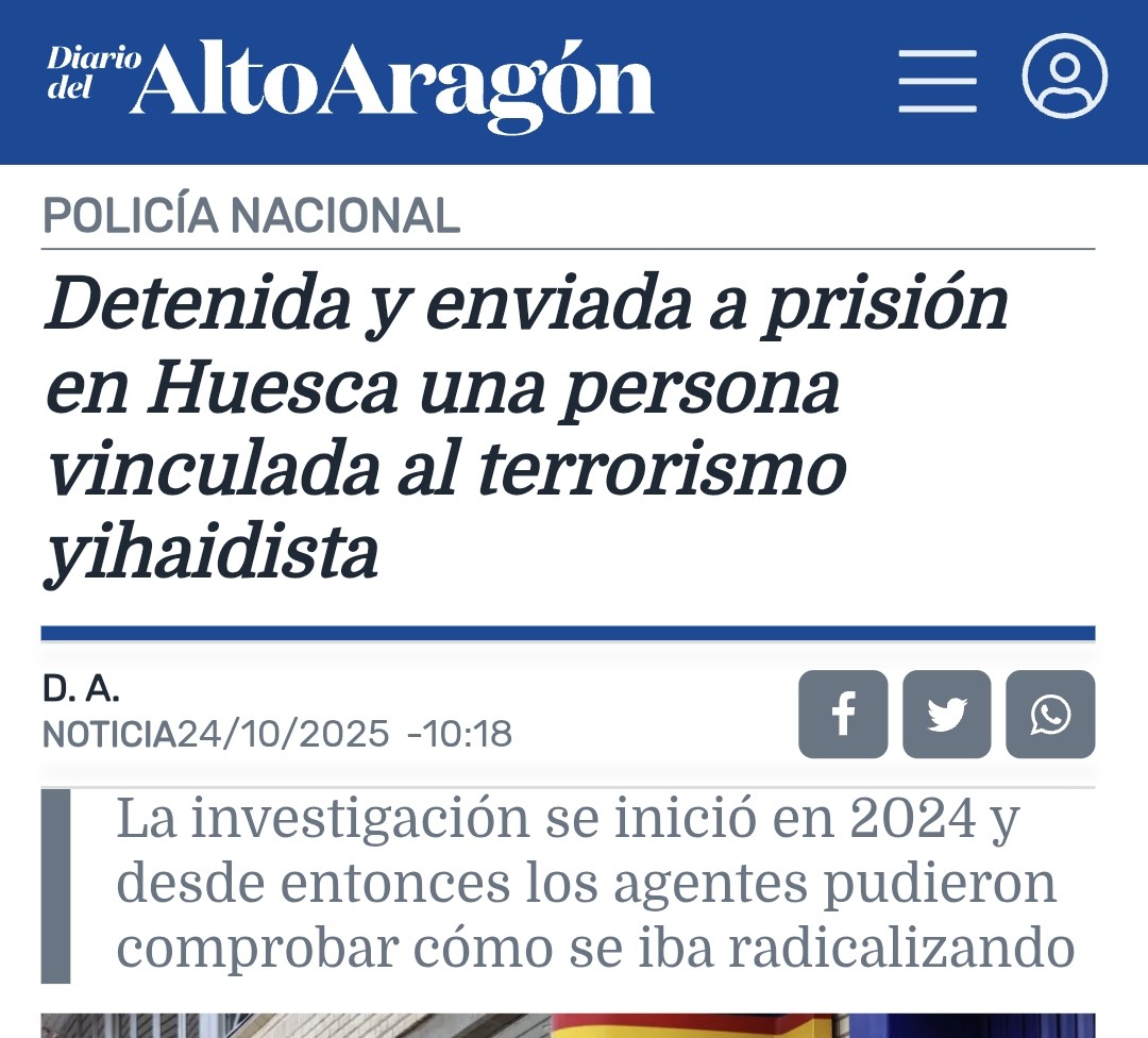 Llevamos años avisando de esto
¿El Diario del Alto Aragón es racista por publicar esa noticia, es fascista, es nazi?
A Vox le han dicho todo eso por avisar
Para que las élites tengan criadas baratas (como dijo Aznar), el pueblo tiene q soportar yihadistas

diariodelaltoaragon.es/noticias/huesc…