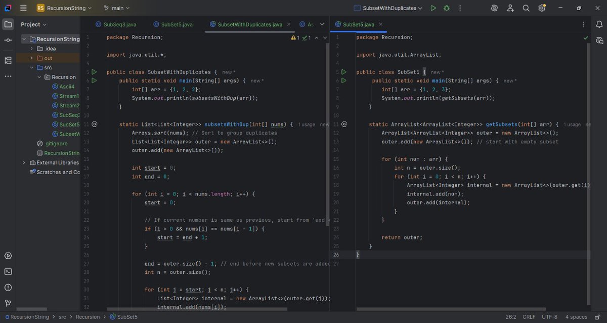 SaurabhSin8534's tweet image. 🎯 DAY 67 of #100DaysOfCode
>In DSA , Solved 2 leetcode Questions (1.subset 2.duplicate subset)
>Completed recursion till subset @kunalstwt
>Revised the concept of node js (working with file like append ,createfilesync , readfile ,about fs etc)
💻 Todo today.
#CodingLife