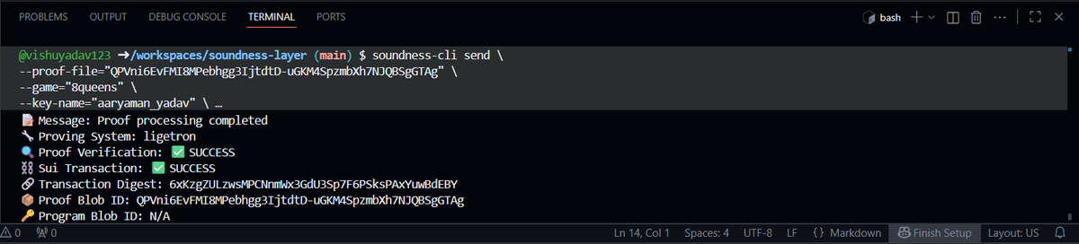 Aaryama57687131's tweet photo. Proof #18 β
forged & submitted through Soundness CLI π»β‘
Team Echo π keeps the ZK rhythm flowing β no breaks, just proofs ππ₯
Shoutout to @SoundnessLabs & @TheHubKeeper for fueling the grind ππ§
#SoundnessCLI #ZKProofs #TeamEcho https://t.co/0v2WOF5dYt