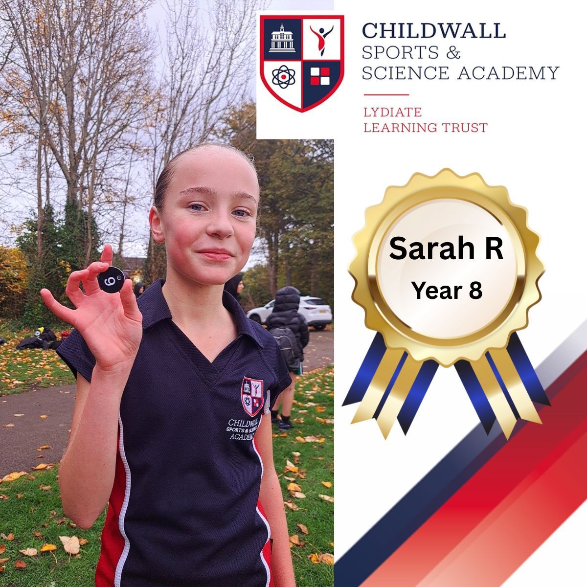 Sarah competed the Cross Country race at Camphill yesterday and finished 9th place from 66 Year 8/9 girls. It was a great run and we are very proud of her. 
She has also been selected by her Harriers running coach to represent them in the National Cross Country Relays.