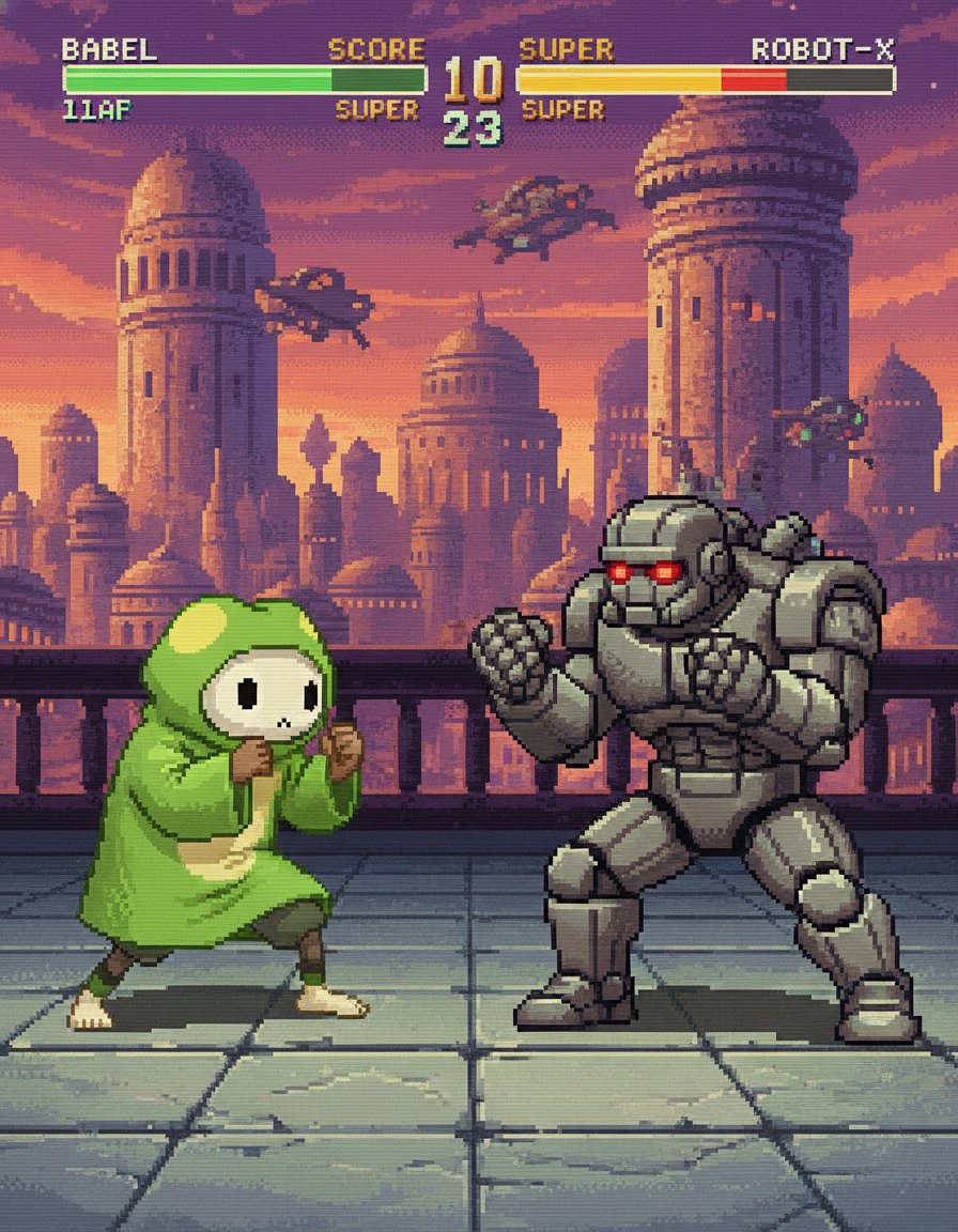 BabelOnSolana's tweet photo. EPISODE 137 - FIGHT: A fighting game world. Babel faces opponents in 1v1 combat. Quarter-circle-forward for special moves. Perfect combo executed!
#Babels16BitSaga #FightingGame #Pixel2D https://t.co/5U9otTMOfF