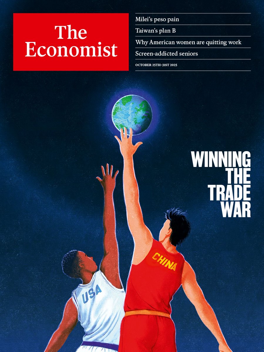 agnostoxxx's tweet image. Congrats in advance to President Trump for winning the Trade War.
The Economist Cover is a powerful ally 🥹🙏
