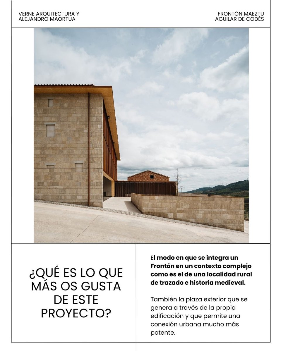 COAVNavarra's tweet photo. 🏛️ Hoy presentamos este maravilloso frontón realizado por nuestros compañeros de VERNE Arquitectura y Alejandro Maortua.

📍 Aguilar de Codés, en la zona de Estella —una localidad navarra de origen medieval— es el escenario de este proyecto https://t.co/oUXv9uV7Sq