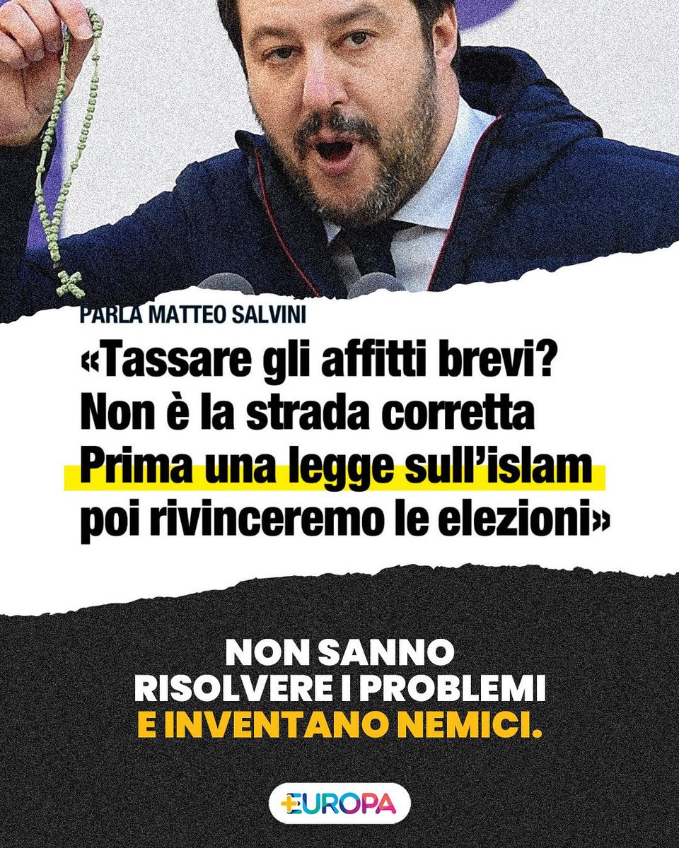 riccardomagi's tweet image. Mentre l’Italia affonda tra inflazione, sanità al collasso, carceri sovraffollate, tasse che aumentano e salari fermi, il vicepremier Salvini annuncia una “legge sull’islam”.

Avete letto bene.

Quando non sanno come risolvere i problemi loro fanno così: inventano un nemico. Così…