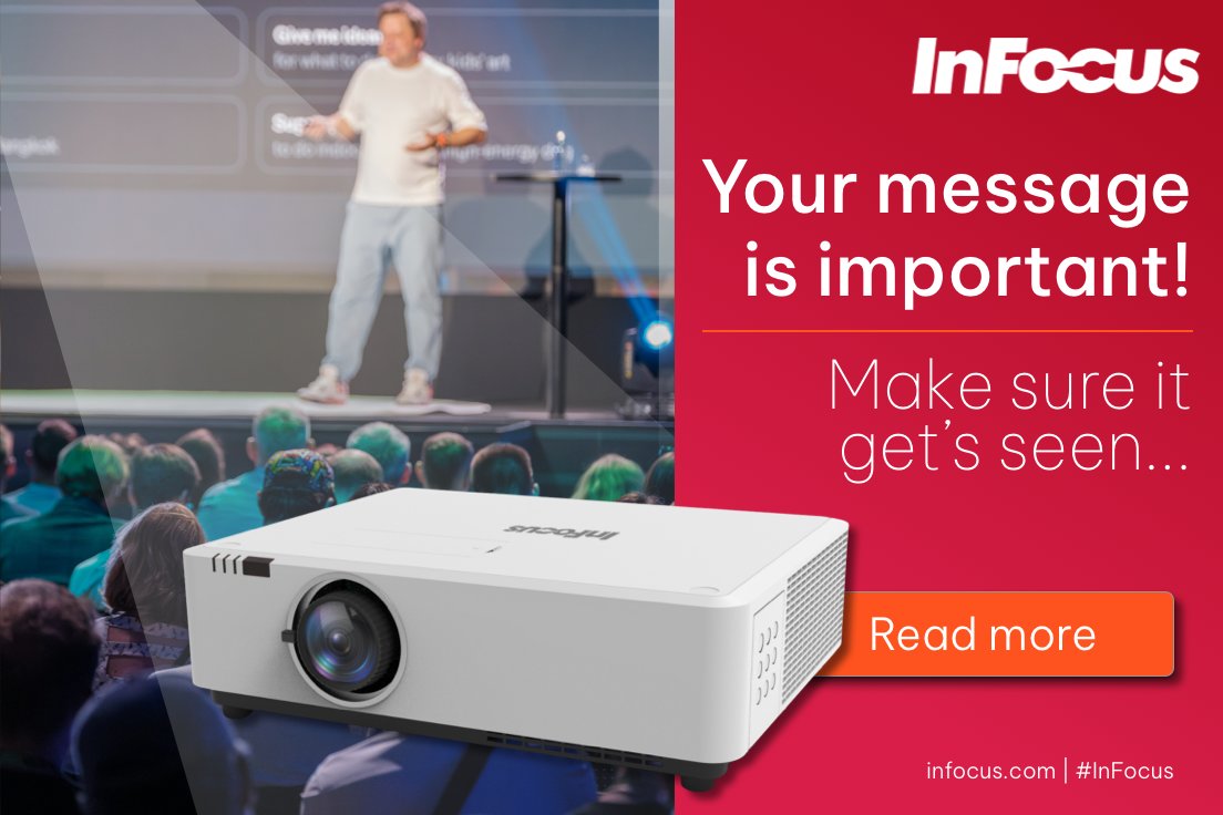 Big rooms. Big expectations.
The IN6009 delivers 8.500 lumens of brightness + flexible install options for lecture halls, auditoriums and tradeshow venues.
No stress. Just performance.
Find out for yourself: ​infocus.com/product/in6009
​
#InFocus #Projectors #ProAV #AVTweeps