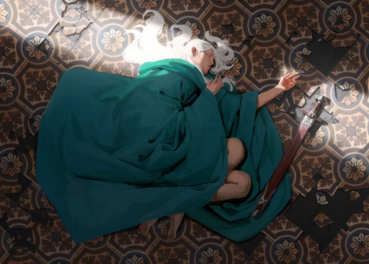 Helaena sleeping in Aemond’s cloak after he leaves for Harrenhal