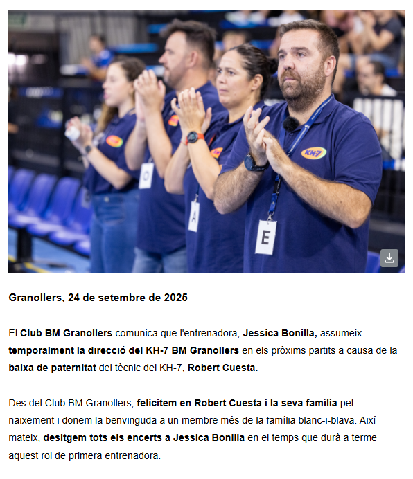 👶 El <a href="/BMGranollers/">BM Granollers</a> anuncia que ROBERT CUESTA dejará el banquillo temporalmente, por una buena noticia.

twitch.tv/videos/2599456…