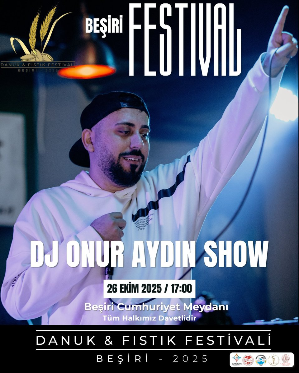 🌾3.Danuk ve Fıstık Festivali🌾

🎧DJ Onur Show🎧

🗓️ 26 Ekim Pazar

⏰17:00

📍Beşiri Cumhuriyet Meydanı