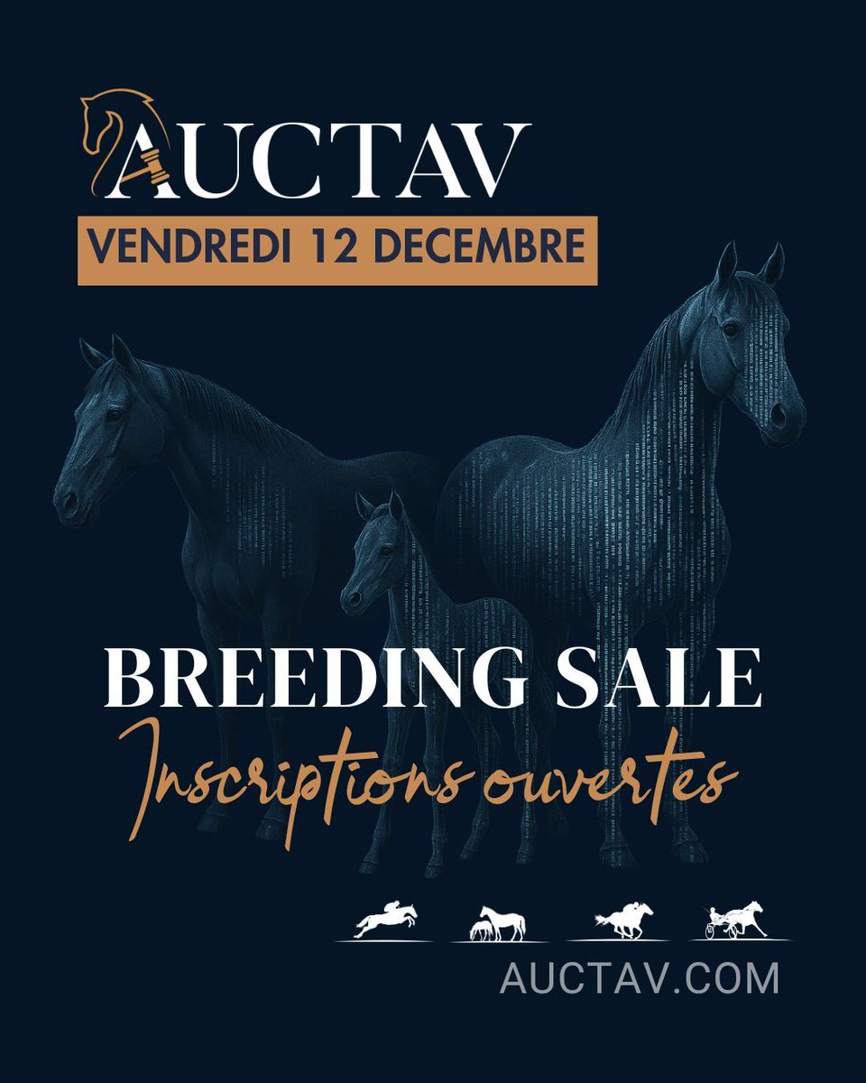 🚨 Inscriptions ouvertes !
La prochaine vente élevage Auctav arrive 💫
📅 Vendredi 12 décembre – 100% online

Inscrivez dès maintenant vos chevaux sur 👉 eu1.hubs.ly/H0nKHwP0