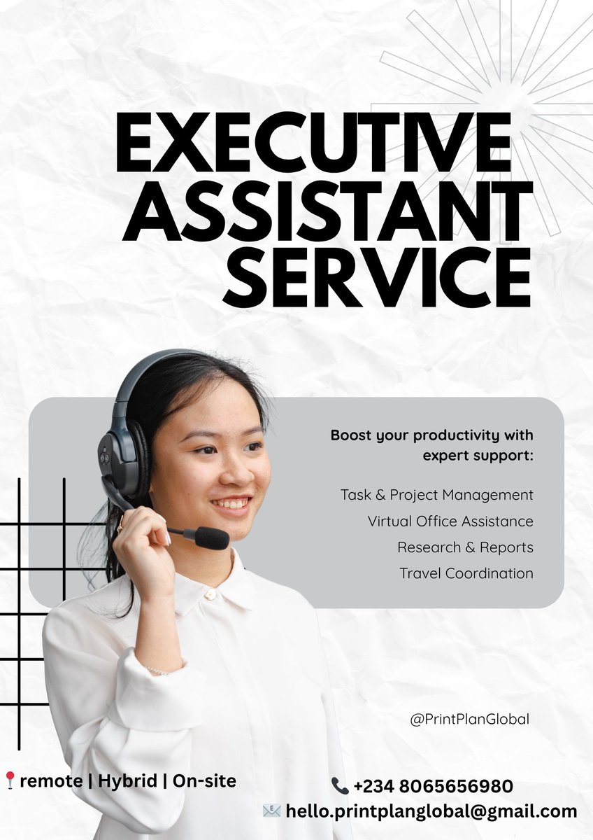 printplanglobal's tweet image. 💼 Boost your productivity with professional Executive Assistant support.
From calendar management to research, I help executives stay organized, efficient, and focused on what truly matters.
📩 Available for remote, hybrid, and on-site roles.
#ExecutiveAssistant #entrepreneurs