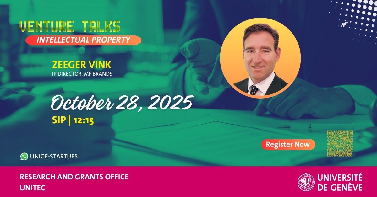 Research_UNIGE's tweet image. ©️Intellectual Property is a big topic for startups.
🥳And that&apos;s what will talk about during our next Venture Talk, this Tuesday (28.10).
✍️Register now! forms.office.com/e/9aukR8Xduw @unige_en #unitec #unige
unige.ch/recherche/en/n…