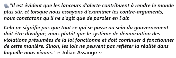 FrancaisUnity4's tweet image. &quot;Tiré du débat du Frontline Club et du New Statesman (2012), cet extrait met en scène Julian Assange affirmant que les lanceurs d&apos;alerte rendent le monde plus sûr, et non plus dangereux. Regardez et partagez pour soutenir la vérité et la transparence.&quot;  -  E. De Broissia (FB).