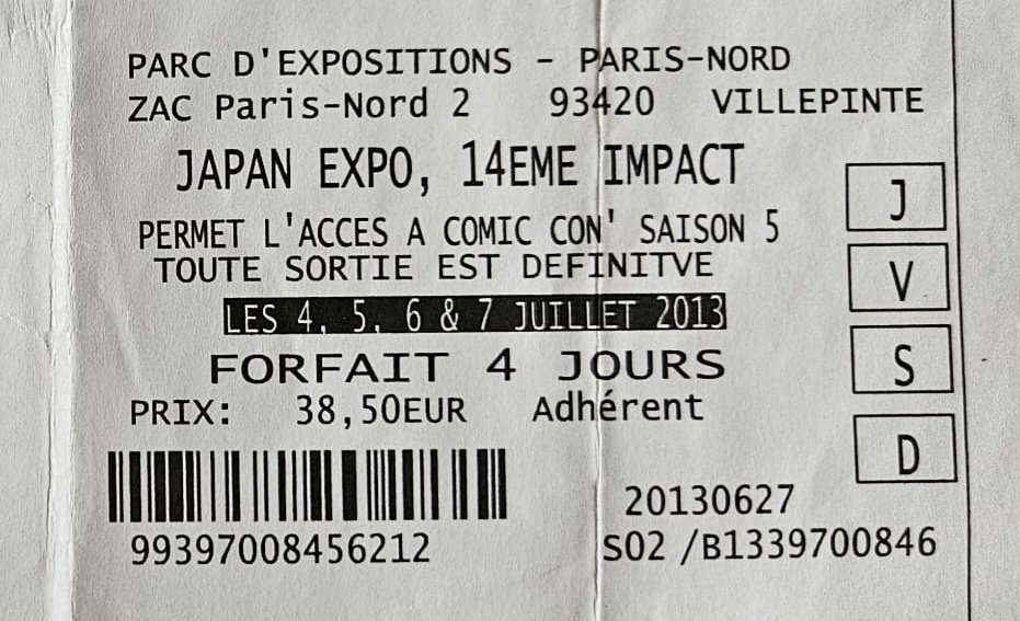 Bonne occasion pour vous montrer mon billet datant de 2013