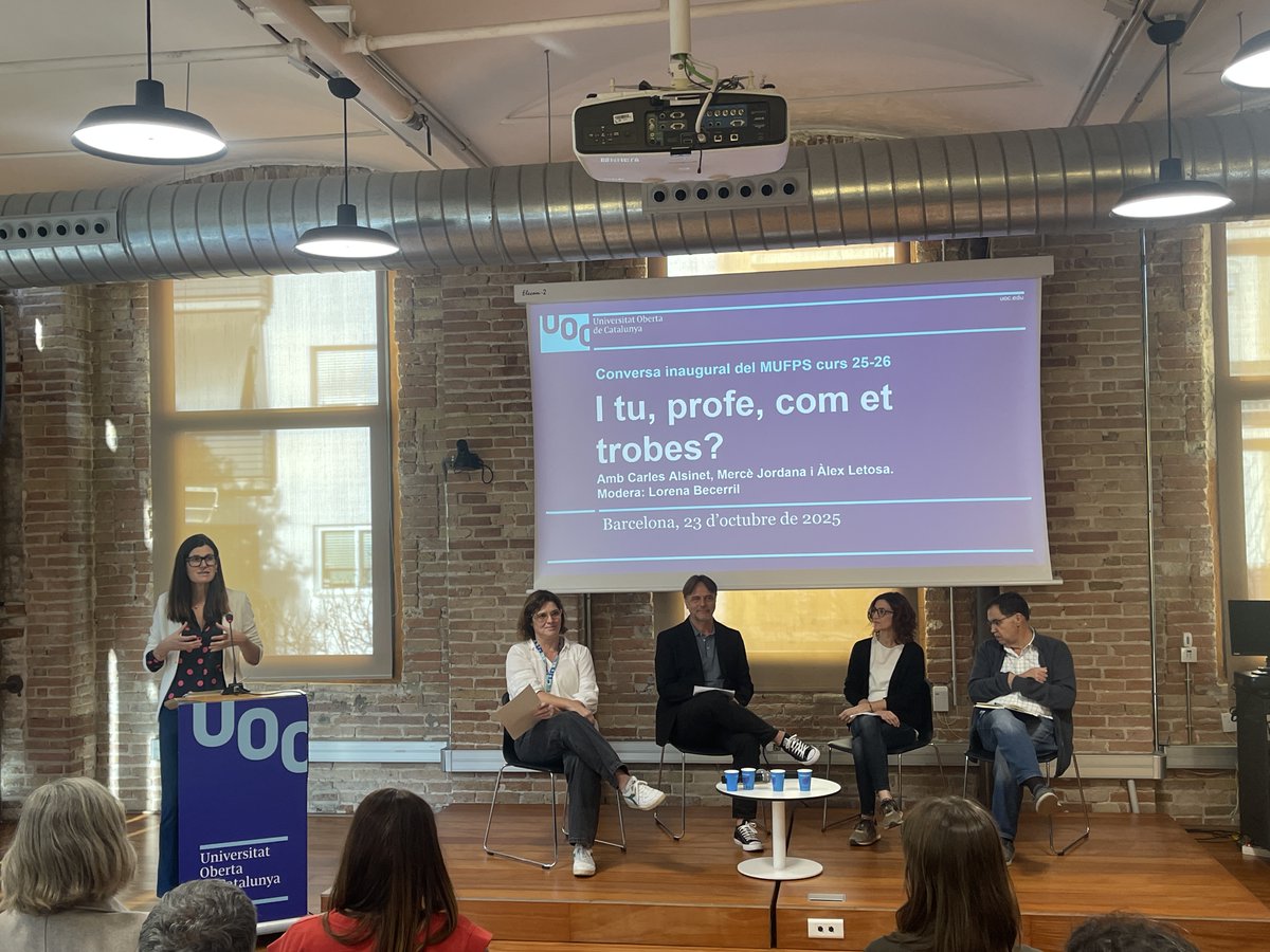 🔛 Ahir vam celebrar la conversa inaugural del curs 2025-26 del màster universitari de Formació de Professorat dels <a href="/UOCpsicoedu/">UOC PsicoEdu</a>.

👩‍🏫 Enguany centrada en un tema crucial: el benestar del professorat.

🗣️ La benvinguda institucional va ser a càrrec de <a href="/tguaschp/">Tresa Guasch 🎗</a>, vicerectora de