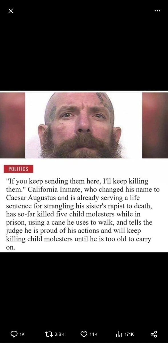 PoliticGangsta's tweet photo. @Sadie_NC First off they should have been in prison meeting somebody like this guy here ⬇️

Secondly this guy's inmate number needs to be found out so it can be shared REPEATEDLY so he can get sent $$$ enough to live out the rest of his time COMFORTABLY!!! https://t.co/WFkFMCdd6t