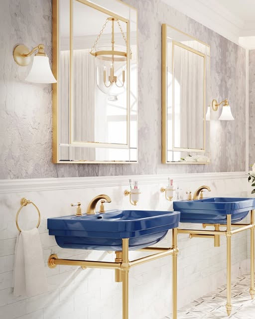 We love how the Arc basin mixer in Brushed Gold highlights the amazing Blue basins 💙 

Available in 8 tones, Arc brassware features curvaceous spouts and modern lever handles, and is exclusive to <a href="/cphartbathrooms/">C.P. Hart Bathrooms</a> 

📸 Arc 3-Piece High Spout Basin Mixer cphart.co.uk