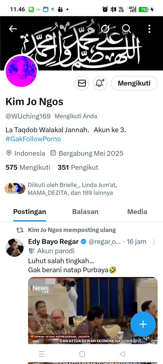 Silahkan follow akun ini 
👉 <a href="/WUching169/">Kim Jo Ngos</a> 
Bantu RT ya 
Thanks 🤝😇