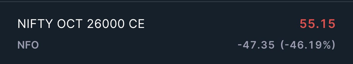 Trend__Masters's tweet image. #POSITIONAL 

NIFTY 26000 CE (OCT Monthly) 
CMP is 50-58 
Can Hit 74/95/120+ 
SL : 20 

Disclaimer : Plz Follow your own risk Management.