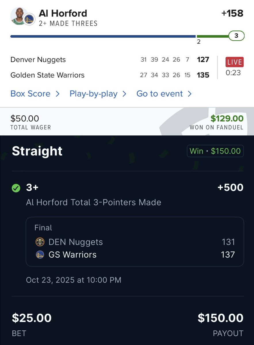 CASH AL HORFORD THREES🔥🔥

Horford 2 threes (+158)✅
Horford 3 threes (+500)✅✅

USE CODE “NBA60” FOR 60% OFF YOUR FIRST MONTH!!

🔗 whop.com/the-gulag