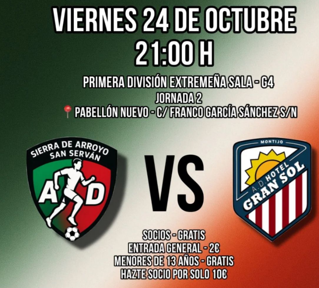 Buenas 2° partido de liga, jugamos en Arroyo de San servan, hoy viernes a las 21h, los chicos entrenados por jerónimo saldrán a la pista a darlo todo para traerse los 3 puntos y seguir ahí arriba.