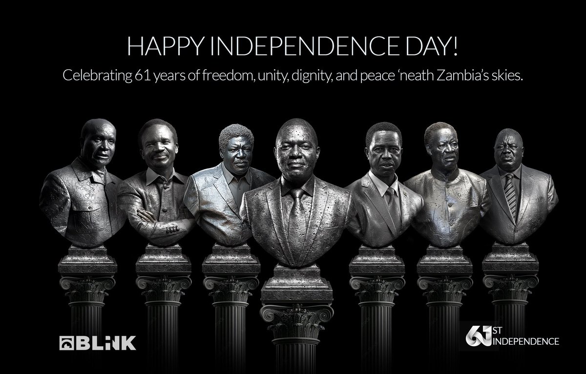 Today, we stand tall beneath the same flag that rose in 1964, a symbol of who we are and what we continue to become.

Here’s to 61 years of freedom, unity, dignity and peace ‘neath Zambia’s skies.

Happy Independence Day, Mother Zambia

#ZambiaAt61 #HappyIndependenceDay