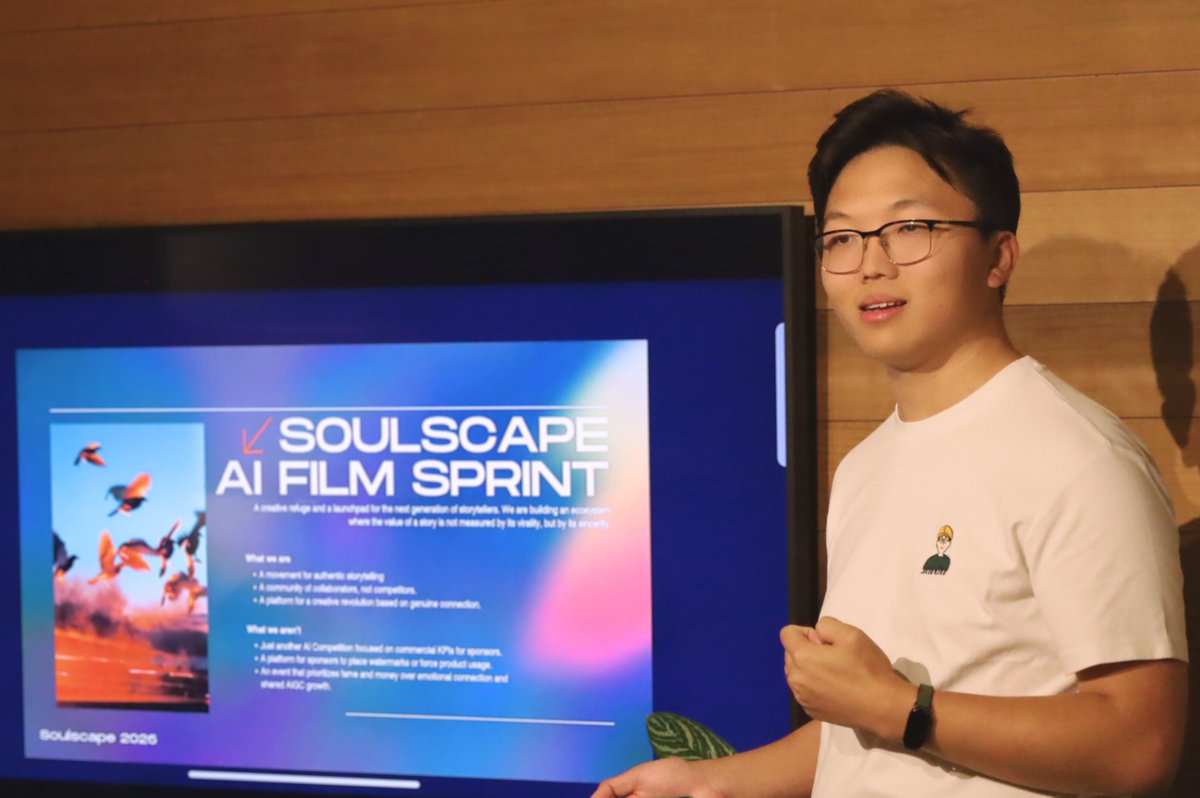 soulscapefilm's tweet photo. What an incredible night! 

We hosted our first Soulscape AI Video Creator Mixer and were blown away by the energy of the 50+ creators, PMs, and enthusiasts who registered. Thank you to everyone who joined us to discuss the future of filmmaking.

The conversation went deep—far beyond the surface-level talk of viral trends. We dove into the real challenges of AI Filmmaking:
Workflow Engineering: Discussing the detailed procedures from character design and scene setting to storyboarding.
Technical Consistency: Tackling the critical issues of character and environment consistency, and sophisticated movement control in AI video.

Creative Philosophy: Where is AI truly leading us, and how do we ensure it reshapes filmmaking to elevate human soul?

Our mission is clear: We are starting a movement to create for resonance, not for the algorithm. The age of filmmaking for every storyteller, regardless of their background, has truly arrived.

Missed the Mixer? Don't miss the movement. Join our community to continue the conversation on AI video tech, filmmaking trends, and future events

The world needs your story. Your heart is the director.

👉 Connect with the Soulscape Community: 
X: @soulscapefilm
Discord: https://t.co/lf0oveOa6G
Luma Events: https://t.co/YoIuCjHPqr