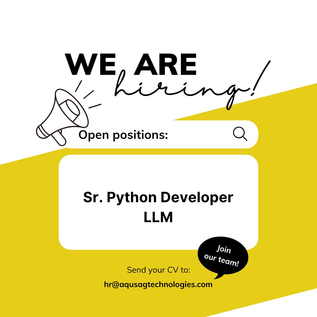aqusag's tweet image. 🚨 We’re #hiring: Sr. Python Developer – LLM Focus
💻 Remote | 🧠 LLMs, NLP, HuggingFace, PyTorch, LangChain
✅ 5+ YOE Python | Work with AI research teams
📩 Apply: aqusag.com/jobs/detail/sr…
📧 hr@aqusagtechnologies.com
📞 +91-8700883932
#Python #LLM #AIJobs #RemoteJob