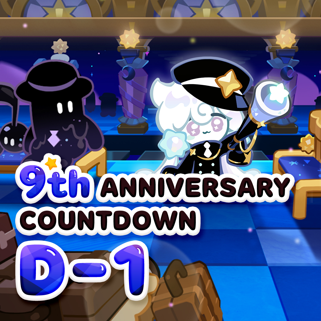 CookieRun's tweet image. CookieRun: OvenBreak 9th Anniversary Update: D-1 🌟
We depart for the World of Dreams tomorrow with our special conductor leading the way!
Use your D-1 coupon code and get ready for the big update tomorrow! 🎁
#CookieRun #OvenBreak #9thAnniversary #Update