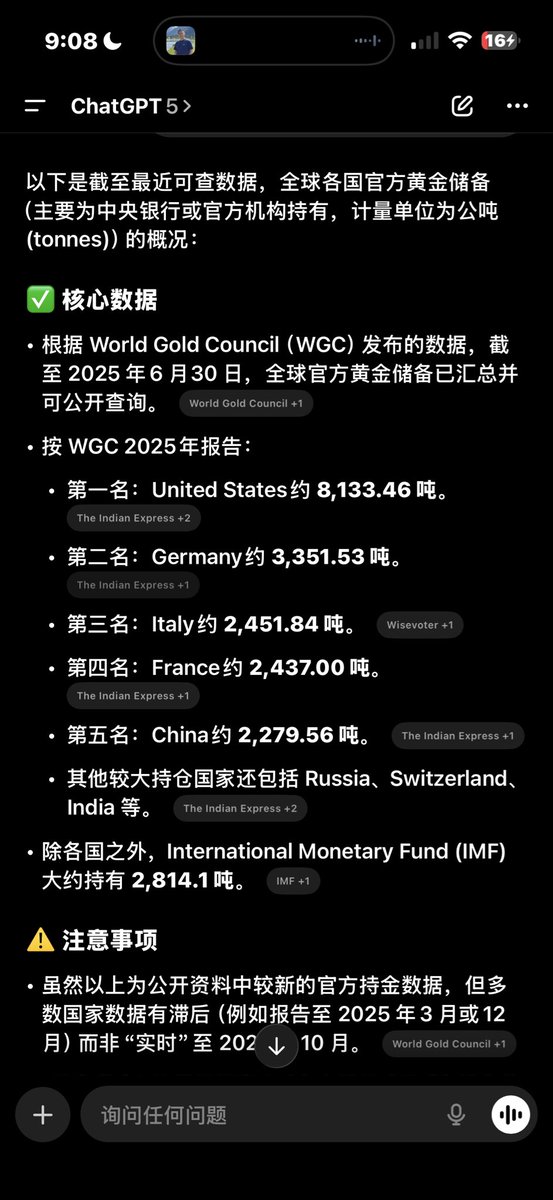 各国黄金持有量