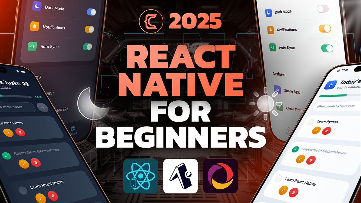 codesistency's tweet image. 🎉 Just published a React Native Course for Beginners
What you'll learn;
🏗️ How to build a mobile app using @reactnative & @expo 
⚡ Connect to a real‑time backend with
@convex_dev 
🚀 90% of the things you need to get started
Link below 👇