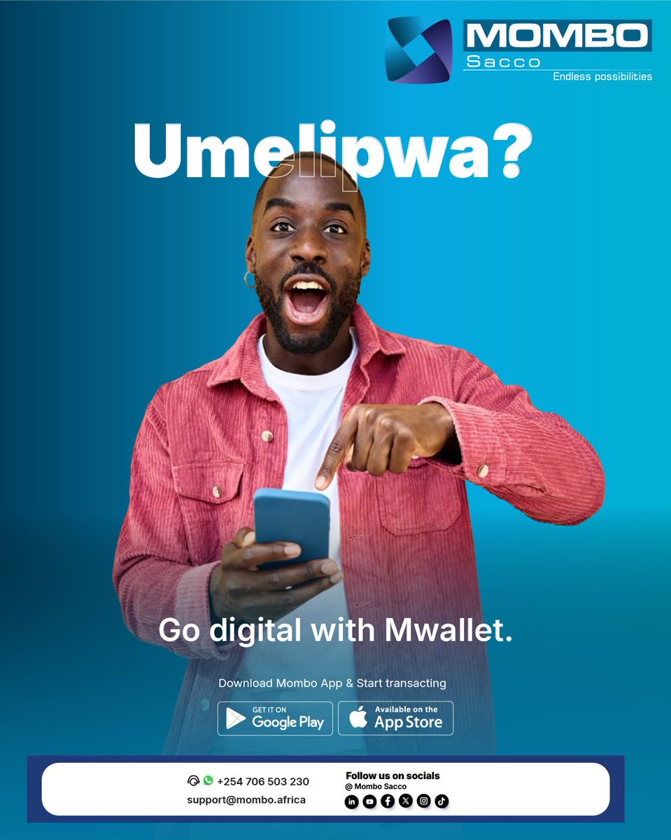 mombosacco's tweet image. Say goodbye to payday stress with Mwallet! Easily receive your salary, pay bills, and save into your Goal Account all from your phone. #Mwallet #PaydayReady #DigitalFinance #MomboSacco #CashlessLife"