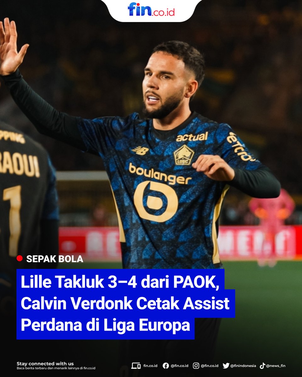 Bek timnas Indonesia Calvin Verdonk mencatatkan assist perdananya di Liga Europa setelah umpan sepak pojoknya dikonversi menjadi gol oleh Benjamin Andre di menit ke-57. Dua gol Lille lainnya dicetak oleh Hamza Igamane (68’ dan 78’).

#LigaEropa #Lille #CalvinVerdonk