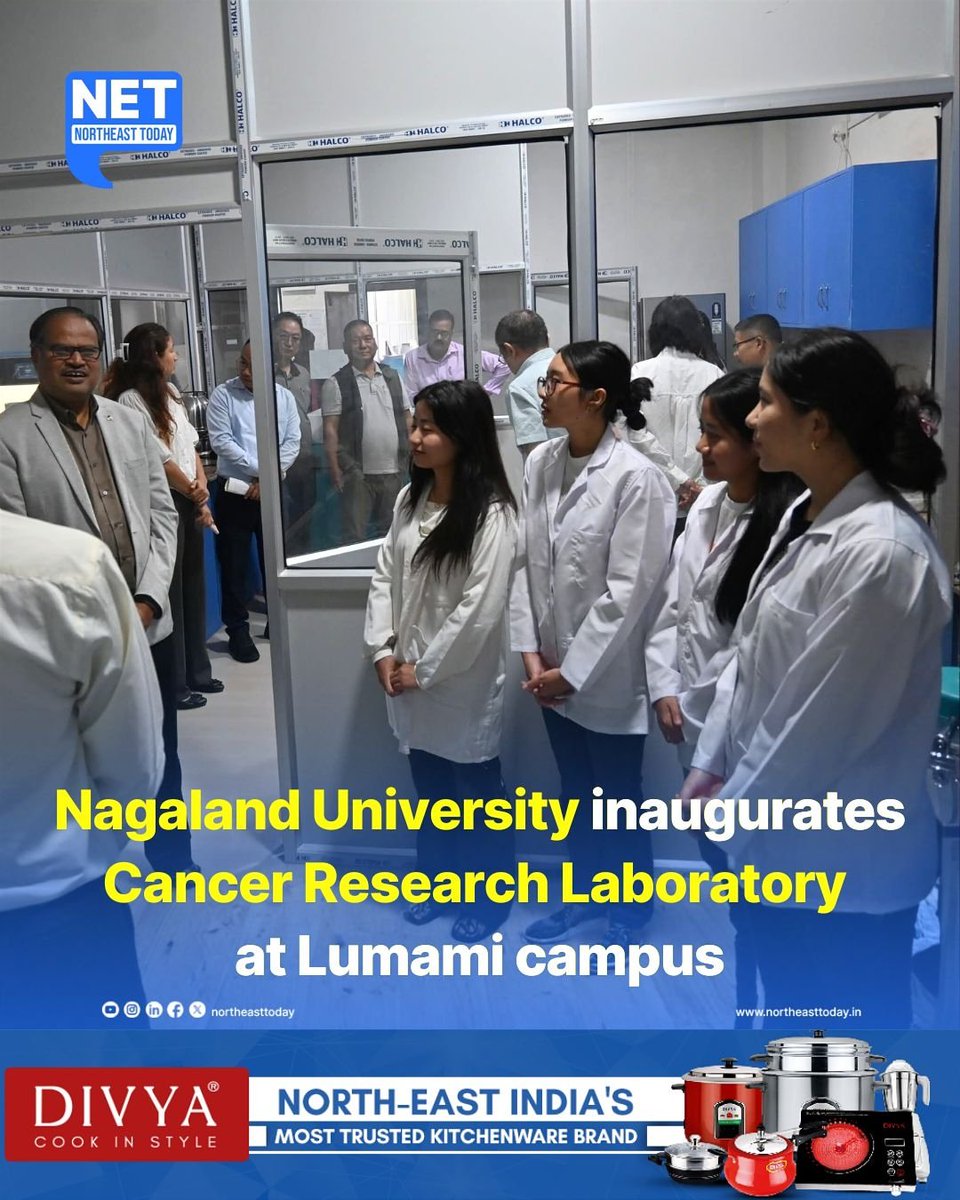 NortheastToday's tweet image. #NetSnippet | Nagaland University inaugurated a Cancer Research Laboratory at its Lumami campus on Thursday. Vice-Chancellor Professor Jagadish Kumar Patnaik, who led the inauguration, described the laboratory as a significant step in advancing scientific research and addressing…